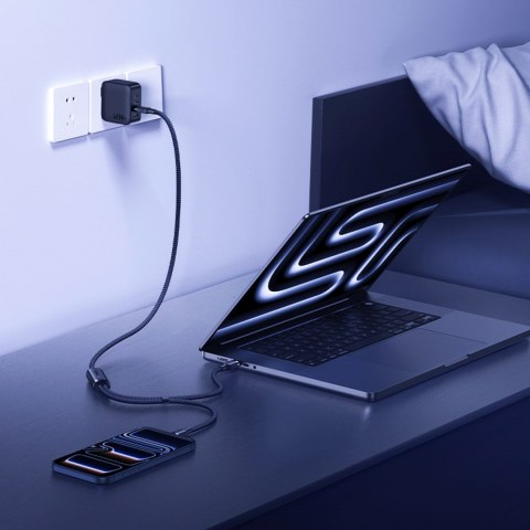 Kabel przewód 2w1 USB-C - 2x USB-C 140W 1.5 m - czarny