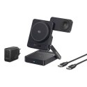 Ładowarka bezprzewodowa 3w1 Qi2.2 35W z zasilaczem EU 45W i kablem USB-C 1m - czarna