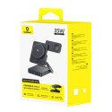 Ładowarka bezprzewodowa 3w1 Qi2.2 35W z zasilaczem EU 45W i kablem USB-C 1m - czarna