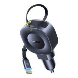 Ładowarka samochodowa USB-C ze zwijanym kablem USB-C 45W - czarna