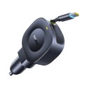 Ładowarka samochodowa USB-C ze zwijanym kablem USB-C 45W - czarna