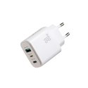 Ładowarka sieciowa USB-A USB-C USB-L JR-TG6 GaN 30W - biała