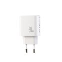 Ładowarka sieciowa USB-A USB-C USB-L JR-TG6 GaN 30W - biała