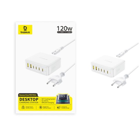 Stacja ładująca USB-A USB-C EnerFill FH21 120W - biała