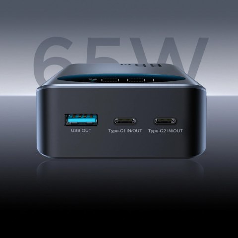 Powerbank 30000mAh USB-A USB-C z wyświetlaczem 65W - czarny