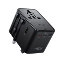 Adapter podróżny ładowarka sieciowa USB-C USB-A AC EU US UK AU - czarna