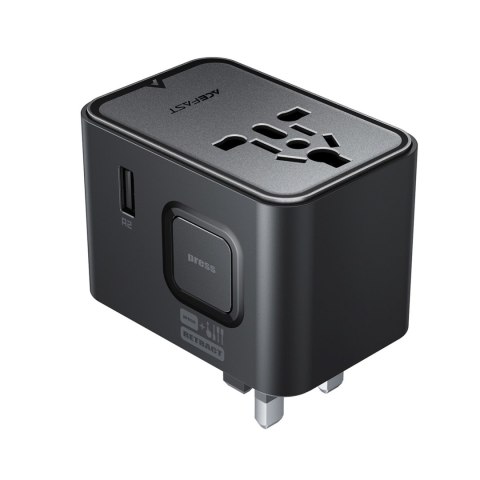 Adapter podróżny ładowarka sieciowa USB-C USB-A AC EU US UK AU - czarna