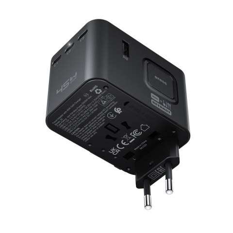 Adapter podróżny ładowarka sieciowa USB-C USB-A AC EU US UK AU - czarna