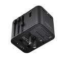 Adapter podróżny ładowarka sieciowa USB-C USB-A AC EU US UK AU - czarna