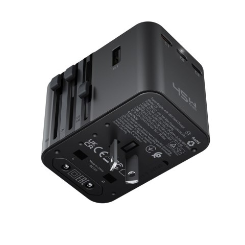 Adapter podróżny ładowarka sieciowa USB-C USB-A AC EU US UK AU - czarna