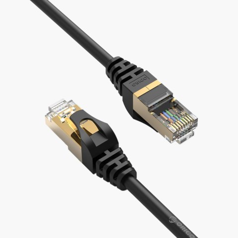 Kabel sieciowy internetowy okrągły LAN CAT7 10Gbps RJ45 0.5m - czarny