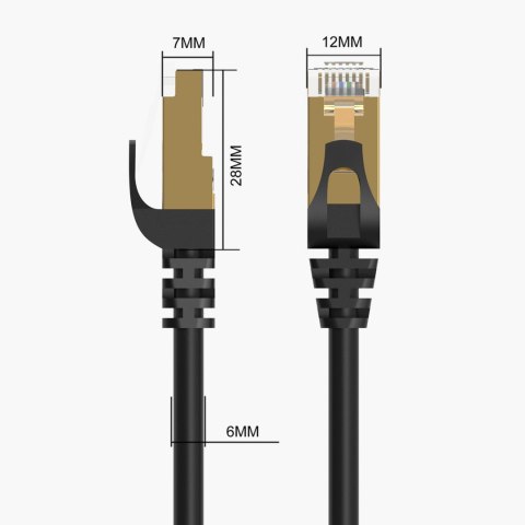 Kabel sieciowy internetowy okrągły LAN CAT7 10Gbps RJ45 0.5m - czarny