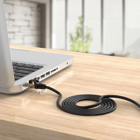 Kabel sieciowy internetowy okrągły LAN CAT7 10Gbps RJ45 0.5m - czarny
