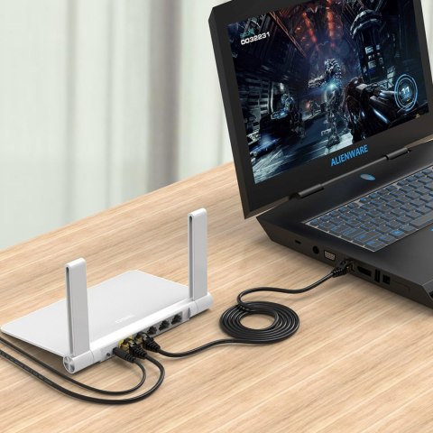 Kabel sieciowy internetowy okrągły LAN CAT7 10Gbps RJ45 0.5m - czarny