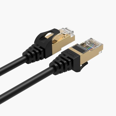 Kabel sieciowy internetowy okrągły LAN CAT7 10Gbps RJ45 1m - czarny