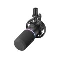 Mikrofon dynamiczny gamingowy przewodowy USB XLR RGB - czarny