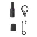 Mikrofon dynamiczny gamingowy przewodowy USB XLR RGB - czarny