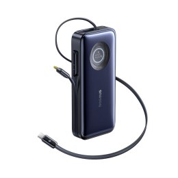 Powerbank 20000mAh 100W ze zwijanym kablami USB-C - czarny