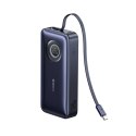Powerbank 20000mAh 100W ze zwijanym kablami USB-C - czarny