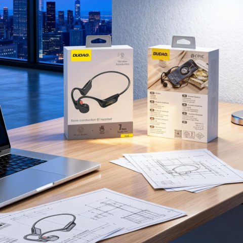 Słuchawki bezprzewodowe z pałąkiem przewodnictwo kostne U22 Bluetooth - czarne