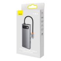 Stacja dokująca HUB 7w1 USB-C 1xHDMI 1xVGA 3xUSB 3.2 1xPower Delivery RJ-45 Ethernet szary
