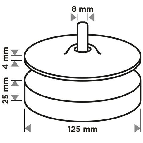 TARCZA MOCUJĄCA Z RZEPEM I GĄBKĄ 125MM TRZPIEŃ 8MM