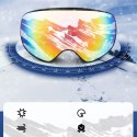 Gogle narciarskie dla dzieci przeciwmgielne UV szara soczewka z czerwonym lustrem - czarne