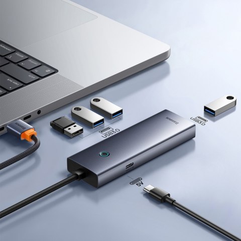 HUB rozdzielacz USB-A USB-C 5V 50cm - szary