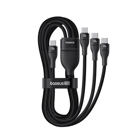 Kabel przewód 3w1 USB-C Flash Series 3 100W 1.5m - czarny