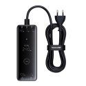 Ładowarka sieciowa USB-A USB-C GaN 240W z kablem zasilającym - czarna