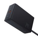 Ładowarka sieciowa USB-A USB-C GaN 240W z kablem zasilającym - czarna