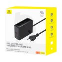 Ładowarka sieciowa USB-A USB-C GaN 240W z kablem zasilającym - czarna