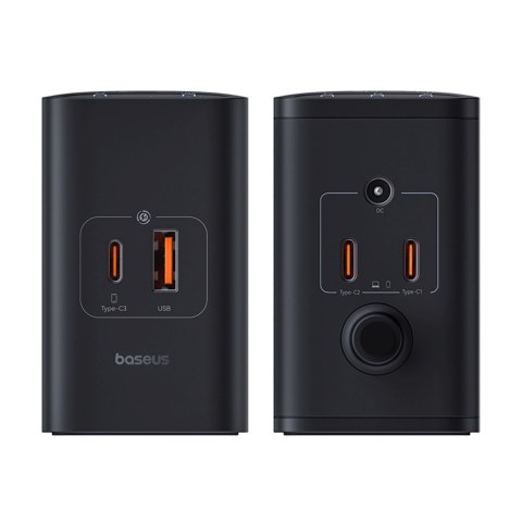 Ładowarka sieciowa USB-A USB-C GaN 240W z kablem zasilającym - czarna