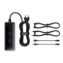 Ładowarka sieciowa USB-A USB-C GaN 240W z kablem zasilającym - czarna