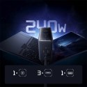 Ładowarka sieciowa USB-A USB-C GaN 240W z kablem zasilającym - czarna