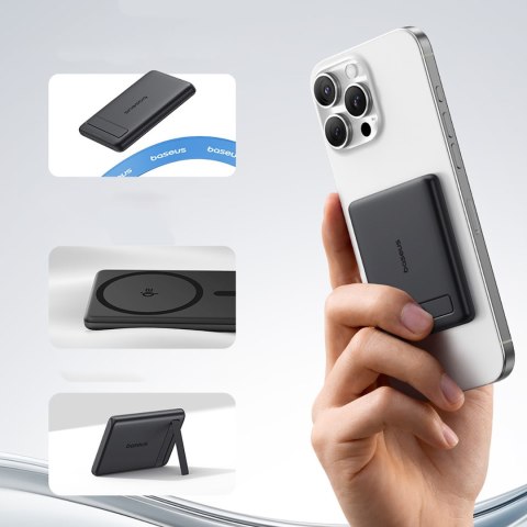 Powerbank magnetyczny 5000mAh 20W PicoGo AM31 Qi2 z podstawką i kablem USB-C MagSafe - czarny