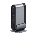 Stacja dokująca USB-C - HDMI DP USB-A USB-C RJ45 PD PC SD TF 3.5mm minijack - szara
