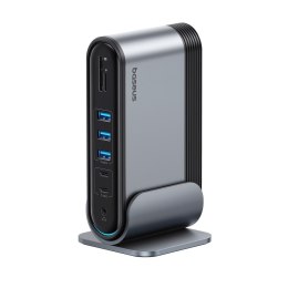 Stacja dokująca USB-C - HDMI DP USB-A USB-C RJ45 PD PC SD TF 3.5mm minijack - szara