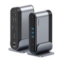 Stacja dokująca USB-C - HDMI DP USB-A USB-C RJ45 PD PC SD TF 3.5mm minijack - szara