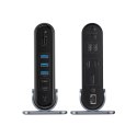 Stacja dokująca USB-C - HDMI DP USB-A USB-C RJ45 PD PC SD TF 3.5mm minijack - szara