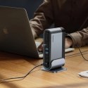 Stacja dokująca USB-C - HDMI DP USB-A USB-C RJ45 PD PC SD TF 3.5mm minijack - szara