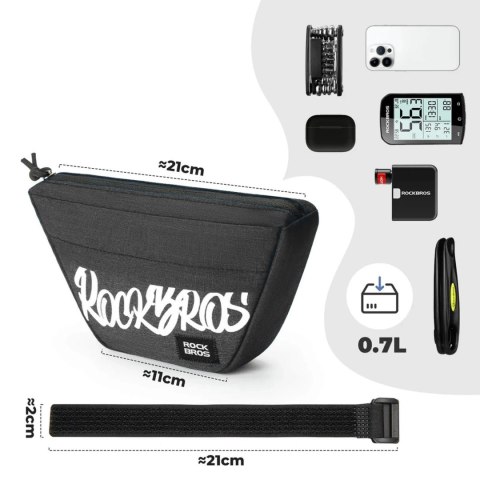 Torba rowerowa na kierownicę trapezoidalna 0.7 l - czarna