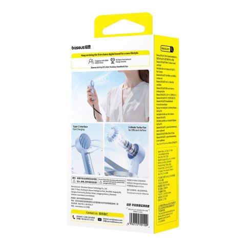 Wentylator wiatrak przenośny ręczny 1200 mAh - niebieski