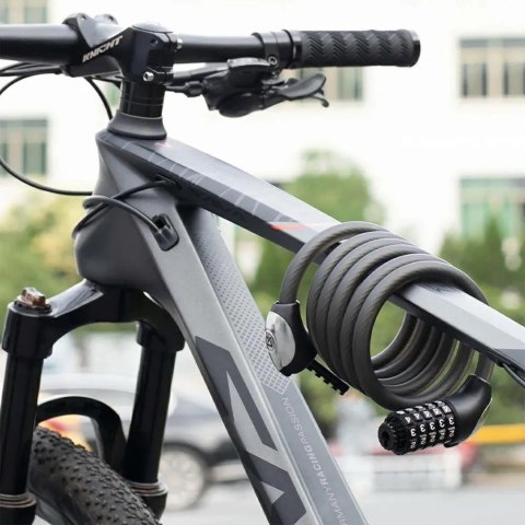 Zapięcie rowerowe na szyfr 5-cyfrowy z linką stalową podświetlaniem LED 180 cm - czarne