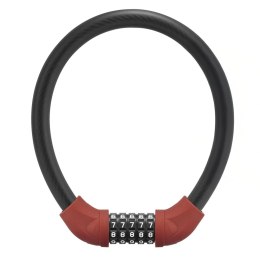 Zapięcie rowerowe na szyfr ze stalową linką 55 cm - czerwone
