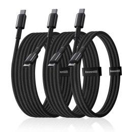 Zestaw kabli przewodów USB-C Tungsten Gold 100W 1m 2m 3m - czarny
