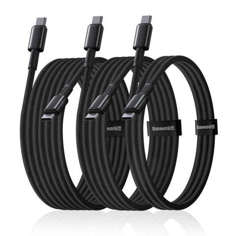 Zestaw kabli przewodów USB-C Tungsten Gold 100W 1m 2m 3m - czarny