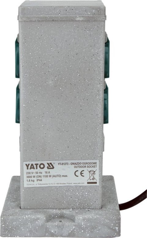 GNIAZDO OGRODOWE SŁUPEK KAMIENNY IP44 4*230V