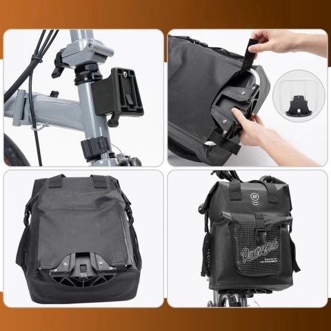 Torba rowerowa na kierownicę do roweru składanego Brompton 18 l - czarna