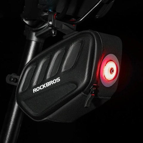 Torba rowerowa podsiodłowa z inteligentną lampką tylną 0.45 l - czarna